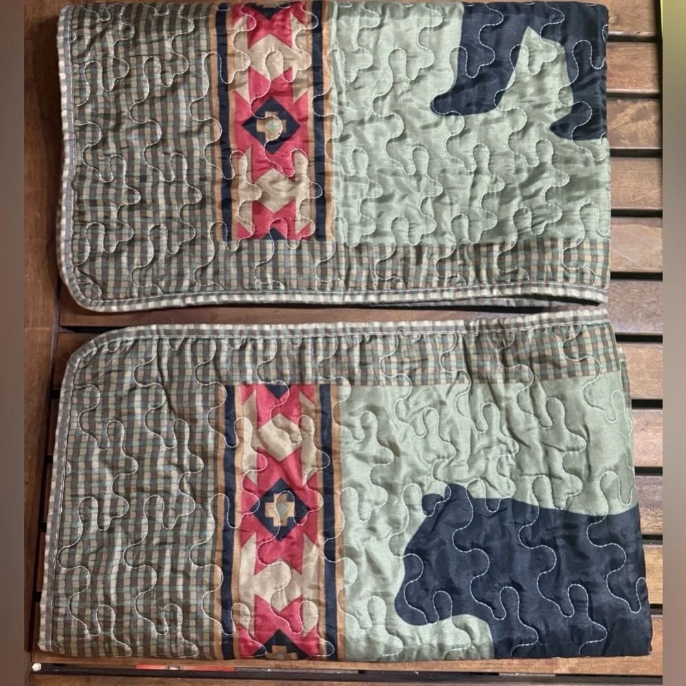 Donna Sharp Bear Lodge Quilt Set Throw Blanket w 2 Pillow Shams Rustic Cabin